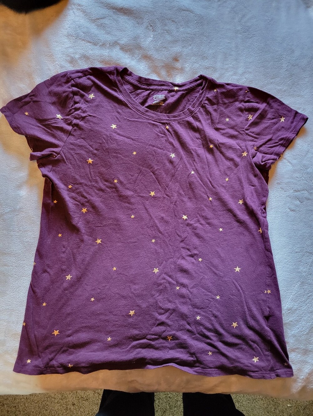 PINK Victoria's Secret | Purple Tee with Gold Star Print